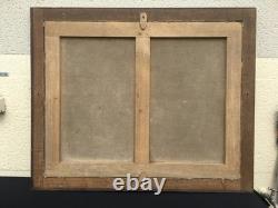 Large Oil on Canvas Farmyard Scene Signed F. Le Leuxhe in Wooden Frame