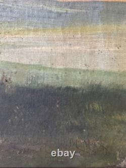 Large Old Painting of a Horse in a 19th Century Landscape - French Animal Painting