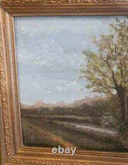 Large Painting Oil On Wood XIX Same Deco Landscapes Signed Mat 88