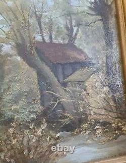 Large Painting Oil On Wood XIX Same Deco Landscapes Signed Mat 88