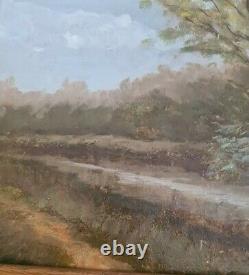 Large Painting Oil On Wood XIX Same Deco Landscapes Signed Mat 88