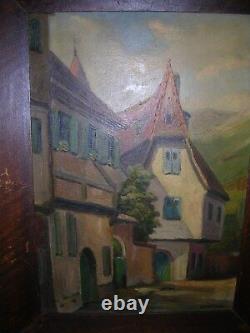 Large Painting / Oil on Wood 19th Century Kaysersberg signed