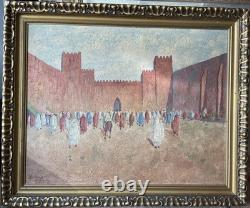 Large Signed Orientalist Oil Painting on Wood