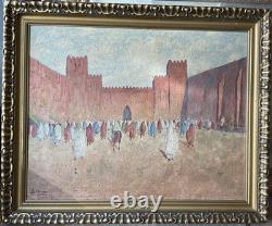 Large Signed Orientalist Oil Painting on Wood