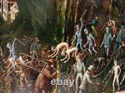 Large oil on wood panel by A. Chevalier