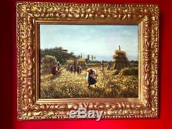 Late Nineteenth Signed Painting The Gleaners Beautiful Golden Frame