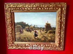 Late Nineteenth Signed Painting The Gleaners Beautiful Golden Frame