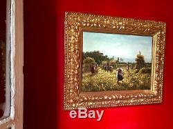 Late Nineteenth Signed Painting The Gleaners Beautiful Golden Frame