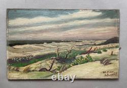 Le Gurp, Médoc beach, oil on panel, painting, 1949, monogrammed