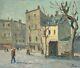 Léonard Bordes Lively Place In Rouen In Winter 1950 Oil On Wood