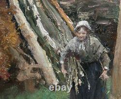 Leopold Haeck 1868-1928. Large & Beautiful Canvas. Old Peasant Du Bois