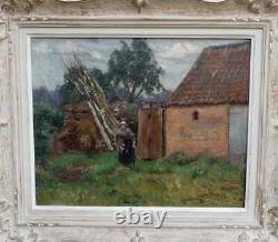 Leopold Haeck 1868-1928. Large & Beautiful Canvas. Old Peasant Du Bois