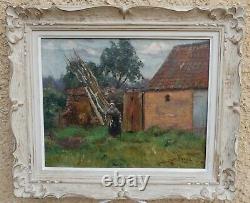 Leopold Haeck 1868-1928. Large & Beautiful Canvas. Old Peasant Du Bois