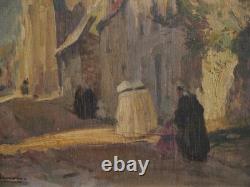 Locronan, Brittany, Breton women going to church. Emile SIMON (1890–1976). Finistère