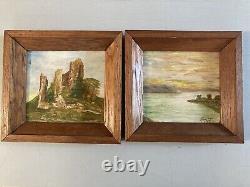 Lot 2 Oil Painting on Wood Panel Hsp Sea Mountain 1949 Art to Identify