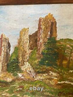 Lot 2 Oil Painting on Wood Panel Hsp Sea Mountain 1949 Art to Identify