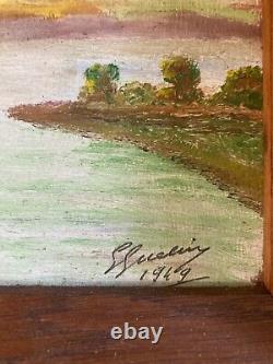 Lot 2 Oil Painting on Wood Panel Hsp Sea Mountain 1949 Art to Identify