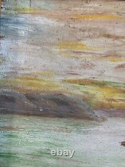 Lot 2 Oil Painting on Wood Panel Hsp Sea Mountain 1949 Art to Identify