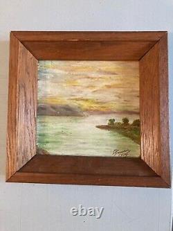 Lot 2 Oil Painting on Wood Panel Hsp Sea Mountain 1949 Art to Identify