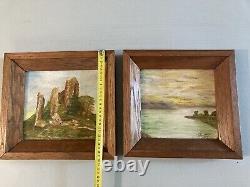 Lot 2 Oil Painting on Wood Panel Hsp Sea Mountain 1949 Art to Identify