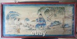 Lot 3 Oils On Wood Panel. China 19th