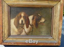 Louis Darey (1863-1914) Pair Of Griffins Oil On Wood Signed Hunting Dog