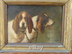 Louis Darey (1863-1914) Pair Of Griffins Oil On Wood Signed Hunting Dog