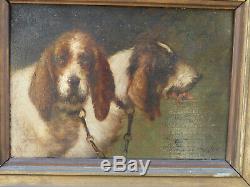 Louis Darey (1863-1914) Pair Of Griffins Oil On Wood Signed Hunting Dog