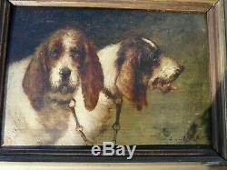 Louis Darey (1863-1914) Pair Of Griffins Oil On Wood Signed Hunting Dog