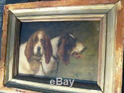 Louis Darey (1863-1914) Pair Of Griffins Oil On Wood Signed Hunting Dog