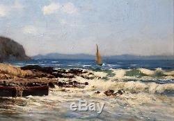 Louis Gaidan 1847-1925 Seaside Mediterranean Oil On Wood Painting Painting
