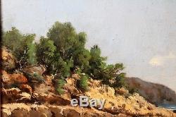 Louis Gaidan 1847-1925 Seaside Mediterranean Oil On Wood Painting Painting