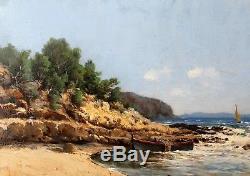 Louis Gaidan, Landscape, Seaside, Mediterranean, Painting, France, 19th Century