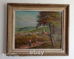 Louis Liechtenauer Painting Oil On Wood Colmar Alsace Landscape Village