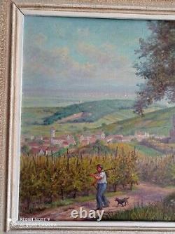 Louis Liechtenauer Painting Oil On Wood Colmar Alsace Landscape Village