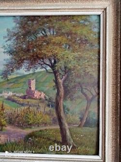 Louis Liechtenauer Painting Oil On Wood Colmar Alsace Landscape Village