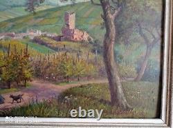 Louis Liechtenauer Painting Oil On Wood Colmar Alsace Landscape Village