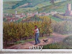 Louis Liechtenauer Painting Oil On Wood Colmar Alsace Landscape Village