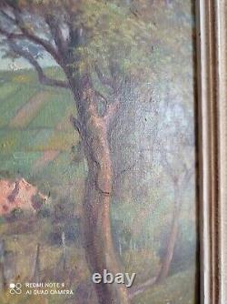 Louis Liechtenauer Painting Oil On Wood Colmar Alsace Landscape Village