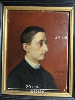 Louis Roux (1817-1903)portrait Of A Friend Particular Oil On Wood Signed 1894