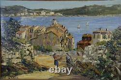 Louis Vigon (1897-1985) View Of Villefranche Sur Mer Oil On Panel