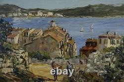 Louis Vigon (1897-1985) View Of Villefranche Sur Mer Oil On Panel