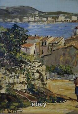 Louis Vigon (1897-1985) View Of Villefranche Sur Mer Oil On Panel