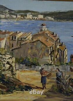 Louis Vigon (1897-1985) View Of Villefranche Sur Mer Oil On Panel