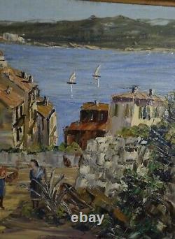 Louis Vigon (1897-1985) View Of Villefranche Sur Mer Oil On Panel