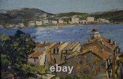 Louis Vigon (1897-1985) View Of Villefranche Sur Mer Oil On Panel