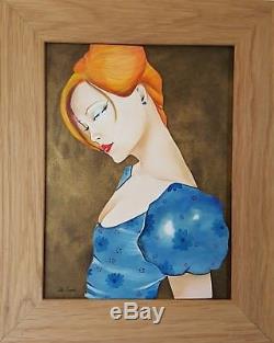 Lulu Amere- Erotic Oil Painting On Carved Wood Framed, 31x25cm
