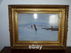 Magnificent Antique Oil Painting Marine From Maurice Current 1892