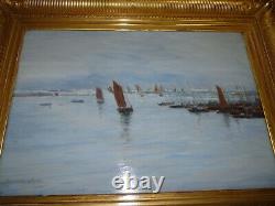 Magnificent Antique Oil Painting Marine From Maurice Current 1892