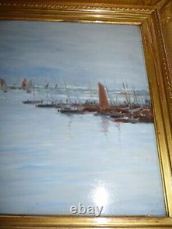 Magnificent Antique Oil Painting Marine From Maurice Current 1892